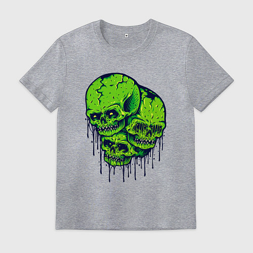 Мужская футболка Зелёные черепушки / Меланж – фото 1