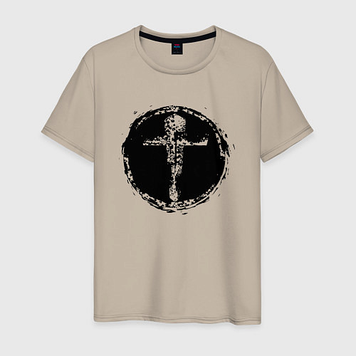Мужская футболка Крест в круге фактурный / Миндальный – фото 1