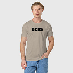 Футболка хлопковая мужская Boss по английски, цвет: миндальный — фото 2