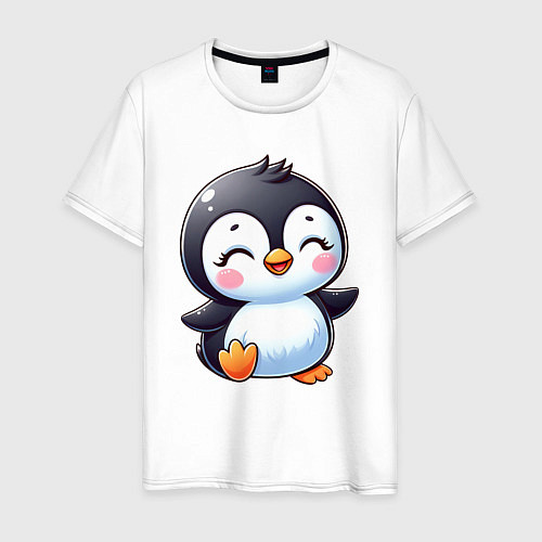 Мужская футболка Маленький радостный пингвинчик / Белый – фото 1