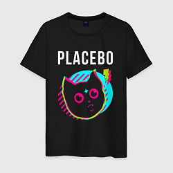 Футболка хлопковая мужская Placebo rock star cat, цвет: черный