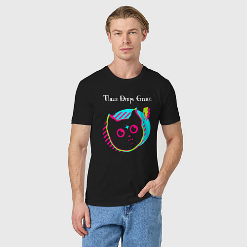 Мужская футболка Three Days Grace rock star cat / Черный – фото 3
