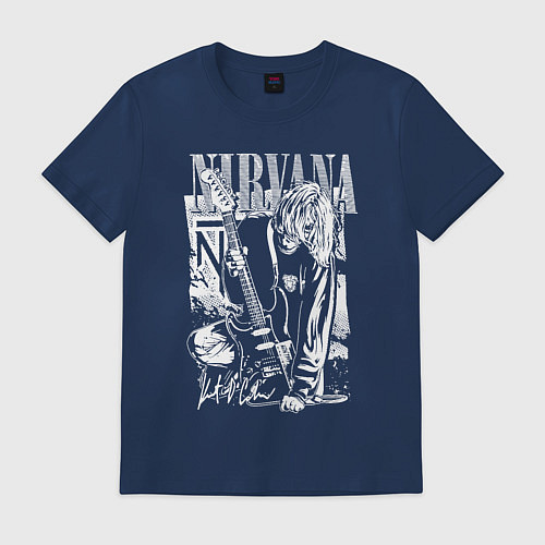 Мужская футболка Нирвана - Курт Кобейн / Тёмно-синий – фото 1