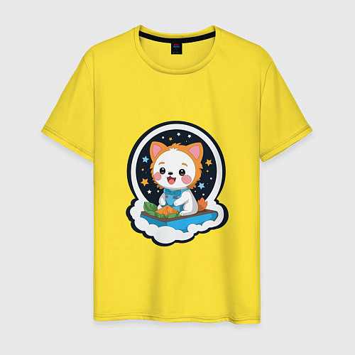 Мужская футболка Собачка в звездном небе / Желтый – фото 1