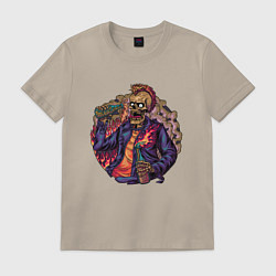 Мужская футболка Скелет панк пьет виноводочное