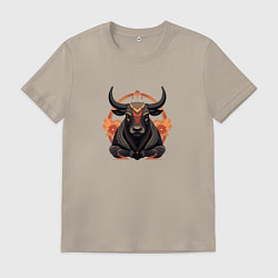 Мужская футболка Дзен-бык с цветами