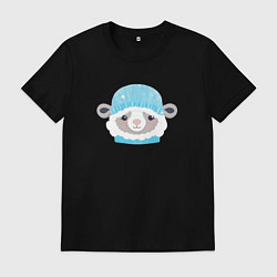 Футболка хлопковая мужская Маленькая овечка, цвет: черный