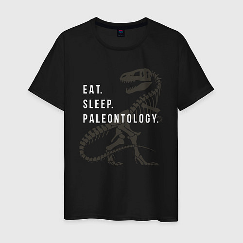 Мужская футболка Eat - sleep - paleontology / Черный – фото 1