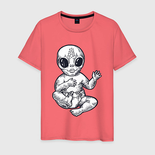 Мужская футболка Baby alien / Коралловый – фото 1