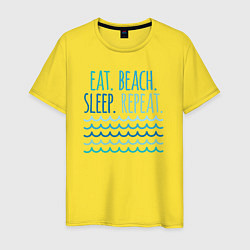 Футболка хлопковая мужская Еда сон пляж, цвет: желтый