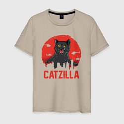 Футболка хлопковая мужская Catzilla, цвет: миндальный