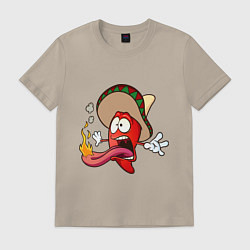 Футболка хлопковая мужская Горячий мексиканский перец, цвет: миндальный