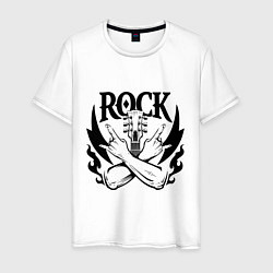 Футболка хлопковая мужская Rock - guitar, цвет: белый