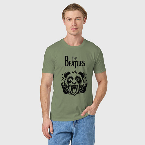 Мужская футболка The Beatles - rock panda / Авокадо – фото 3