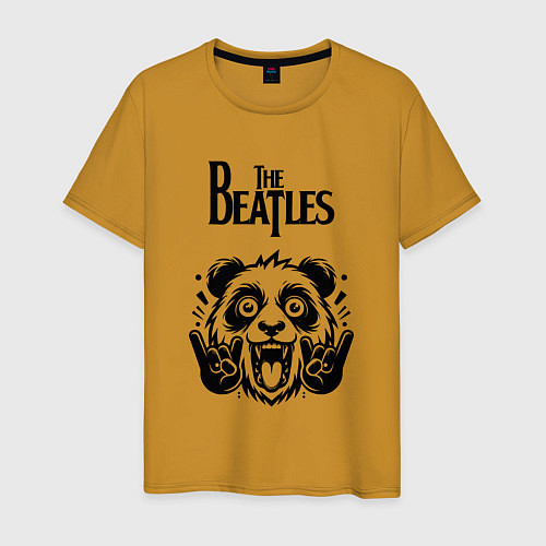 Мужская футболка The Beatles - rock panda / Горчичный – фото 1