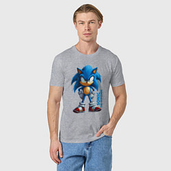 Футболка хлопковая мужская Sonic - poster style, цвет: меланж — фото 2