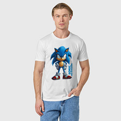 Футболка хлопковая мужская Sonic - poster style, цвет: белый — фото 2