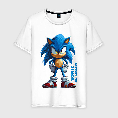 Мужская футболка Sonic - poster style / Белый – фото 1
