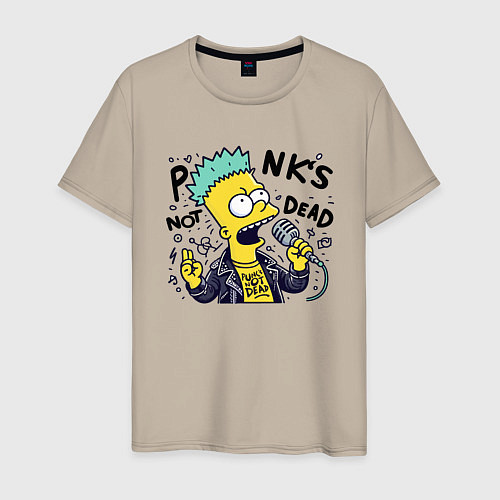 Мужская футболка Bart Simpson - punks not dead / Миндальный – фото 1