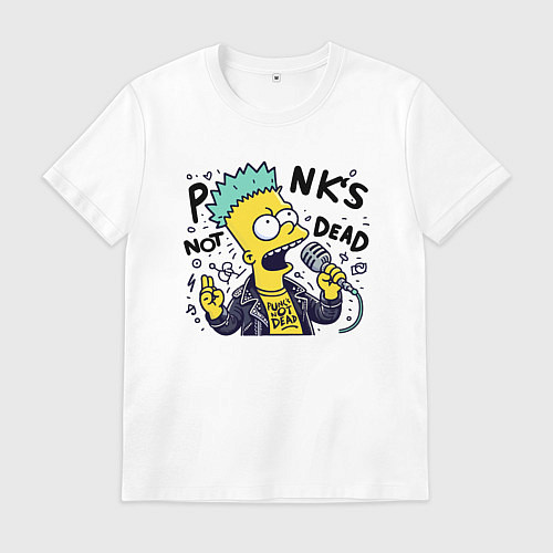 Мужская футболка Bart Simpson - punks not dead / Белый – фото 1