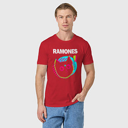 Футболка хлопковая мужская Ramones rock star cat, цвет: красный — фото 2