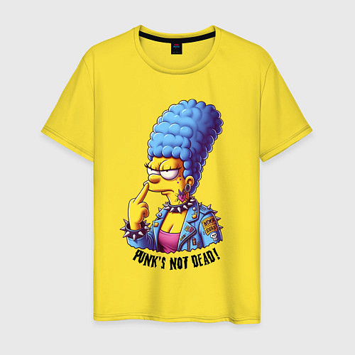 Мужская футболка Marge Simpson - punks not dead motto / Желтый – фото 1