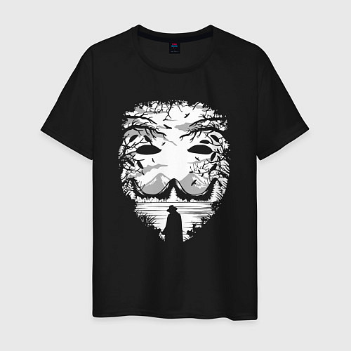 Мужская футболка Анонимус иллюзия горная / Черный – фото 1