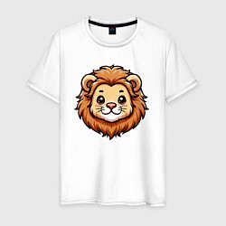Футболка хлопковая мужская Мордочка льва, цвет: белый