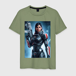 Футболка хлопковая мужская Mass Effect -N7 armor, цвет: авокадо