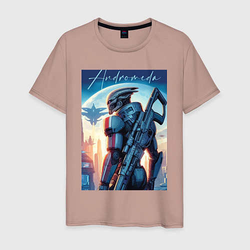 Мужская футболка Mass Effect - alien andromeda ai art / Пыльно-розовый – фото 1