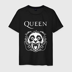 Футболка хлопковая мужская Queen rock panda, цвет: черный