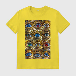 Мужская футболка Глаза разноцветные из золота в стиле стимпанк