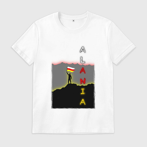 Мужская футболка Алания человек с флагом / Белый – фото 1