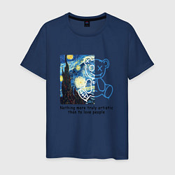 Футболка хлопковая мужская Звёздная ночь с мишкой, цвет: тёмно-синий