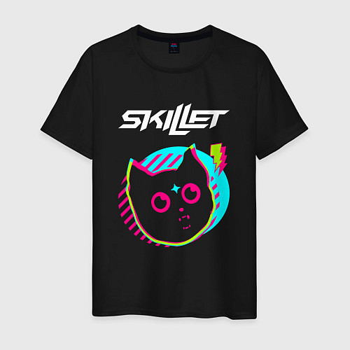 Мужская футболка Skillet rock star cat / Черный – фото 1