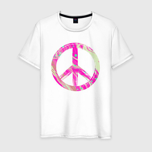 Мужская футболка Pink peace / Белый – фото 1