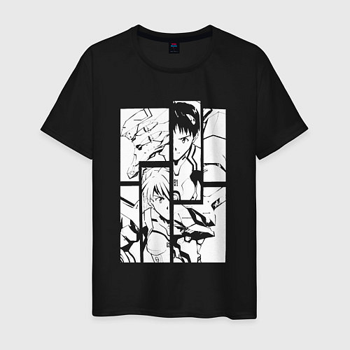 Мужская футболка Синдзи Икари и Аска Лэнгли / Черный – фото 1