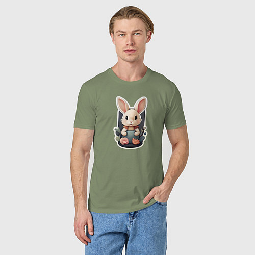 Мужская футболка Маленький пушистый кролик / Авокадо – фото 3
