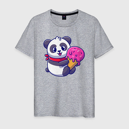 Мужская футболка Панда и мороженое / Меланж – фото 1