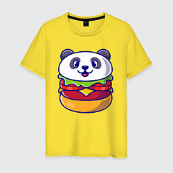 Футболка хлопковая мужская Панда бургер, цвет: желтый