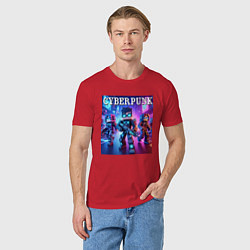 Футболка хлопковая мужская Minecraft and cyberpunk - collaboration, цвет: красный — фото 2
