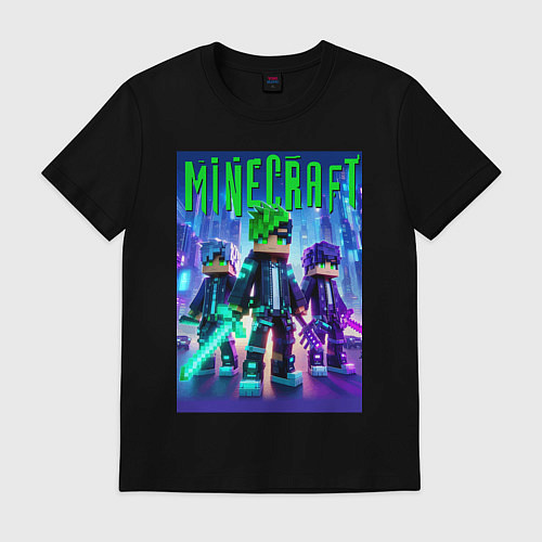 Мужская футболка Cyberpunk and Minecraft - collaboration / Черный – фото 1