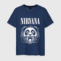 Футболка хлопковая мужская Nirvana rock panda, цвет: тёмно-синий