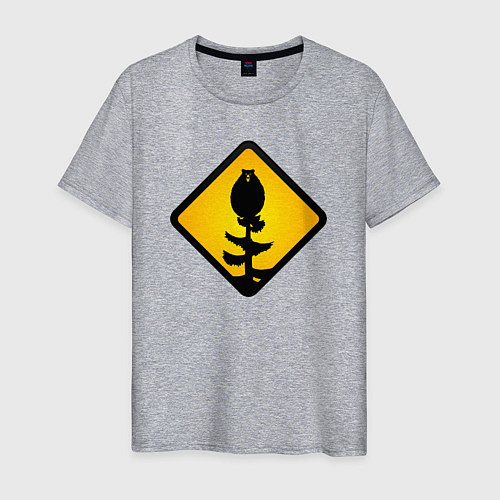 Мужская футболка Знаки опасности: медведь-сова / Меланж – фото 1