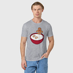 Футболка хлопковая мужская Человечек пряник, цвет: меланж — фото 2