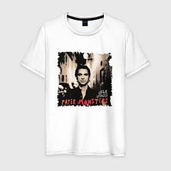 Футболка хлопковая мужская Depeche Mode - Dave Gahan paper mosters, цвет: белый