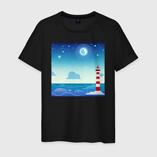Мужская футболка Маяк в голубом / Черный – фото 1