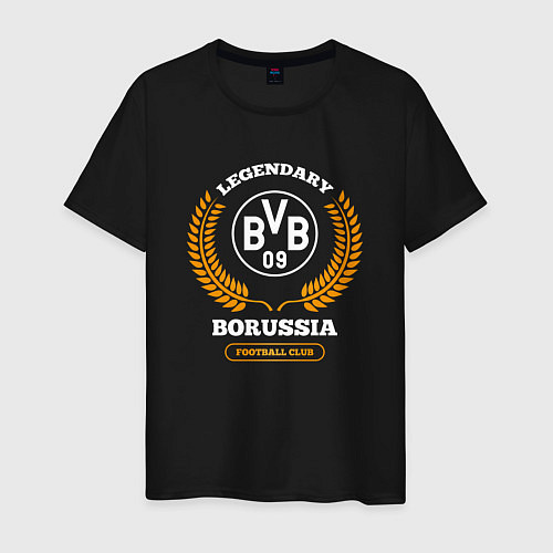 Мужская футболка Лого Borussia и надпись legendary football club / Черный – фото 1