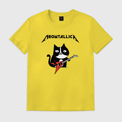 Футболка хлопковая мужская Meowtallica cat, цвет: желтый