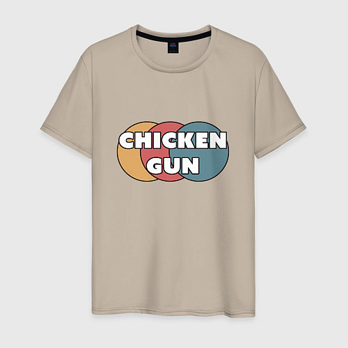 Мужская футболка Chicken gun круги / Миндальный – фото 1